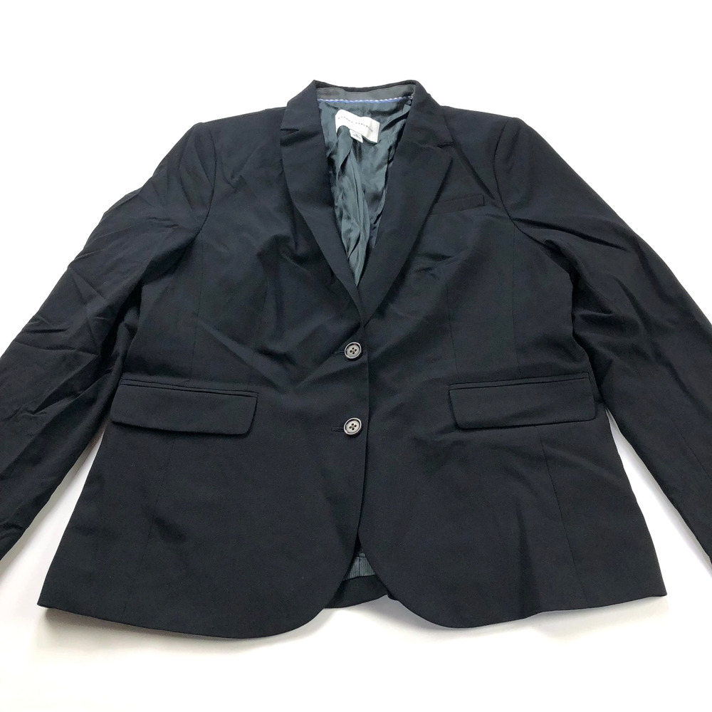 Banana Republic 16 Wool Blend Stretch Womens Two Button Blazer Jacket Black MINT